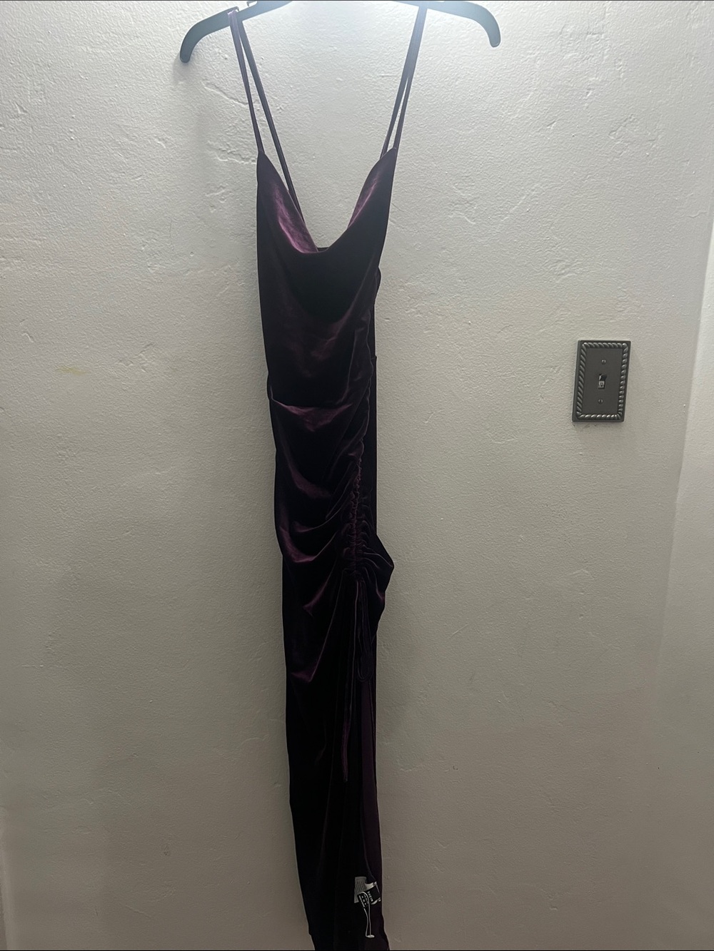Elegant Plum Satin Cowl Neck Slip Dress
